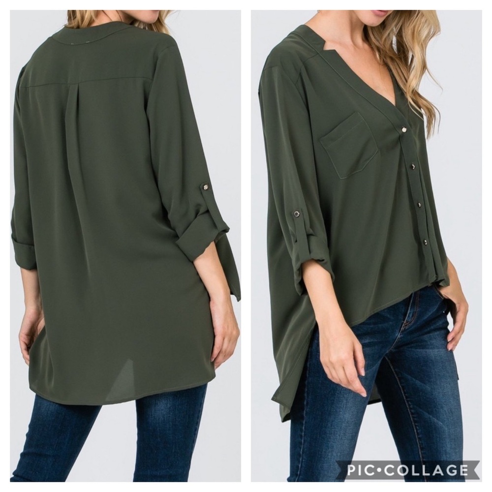 Button Down Blouse - Olive